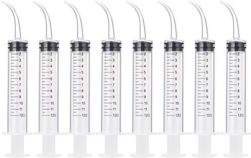 TecUnite 8 Pcs Syringe 12cc Dental Irrigation Syringe with Curved Tip for Wisdom Teeth Measurement Disposable Water Oral Mouth Liquid Tonsil Stone Squirt Mouthwash Cleaner Syringes