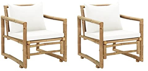 vidaXL 2X Sillas de Jardín Bambú 60x65x72 cm Sillón de Exterior Asiento Patio
