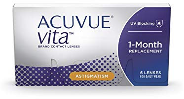 ACUVUE Kontaktlinsen Vita for Astigmatism Monatslinsen weich, 6 Stück / BC 8.6 mm / DIA 14.5 / CYL -0.75 / Achse 180 / -2.5 Dioptrien