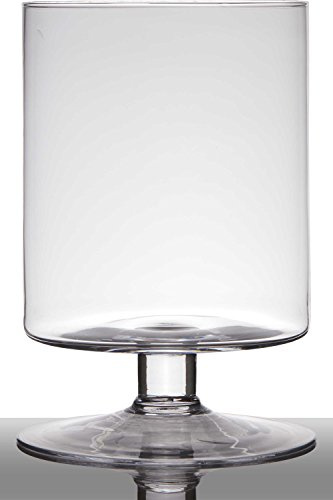 INNA-Glas Blumentopf Glas Lilian auf Standfuß, klar, 29cm, Ø 19cm | Zylinder - rund - Pokal Vase - Windlichtglas
