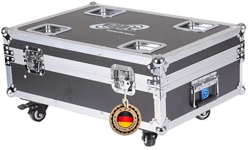 ETEC Professional Flightcase Transportcase passend für 6x ETEC Akku LED Par Scheinwerfer E412 mit Ladevorrichtung Veranstaltung Bühnenbeleuchtung Bühne Party Disco Show DJ