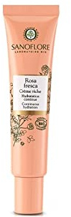 Sanoflore Rosa Fresca Soin Riche Crème Hydratante Visage Certifiée, Acide Hyaluronique et Rose de Damas, Bio, 40ml
