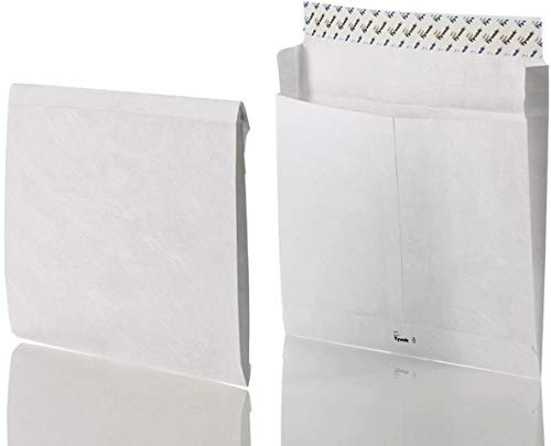 BONG Versandtasche, mit Falte, ohne Fenster, haftklebend, 326 x 318 mm, Tyvek®, weiß (50 Stück), Sie erhalten 4 Packungen á 50 Stück