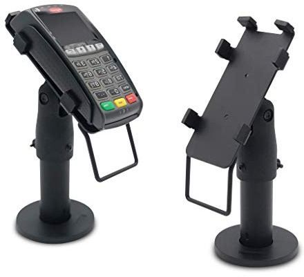 POS VALLEY Soporte para Terminal de Pago Ingenico iPP 300/320/350 - Soporte Ergonómico de Mostrador con Mango, Base Giratoria 360° y Ajuste de Ángulo. Montaje en Mesa con Tornillos o Adhesivos Fuerte