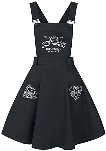 Hell Bunny Robe Salopette Samara Femme Robe mi-Longue Noir M 97% Coton, 3% Élasthanne