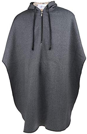 Tubayia Damen Herren Winddicht Rollstuhl Poncho Winter Warm Abdeckung für Rollstuhlfahrer (Meliert Grau Männlichen)