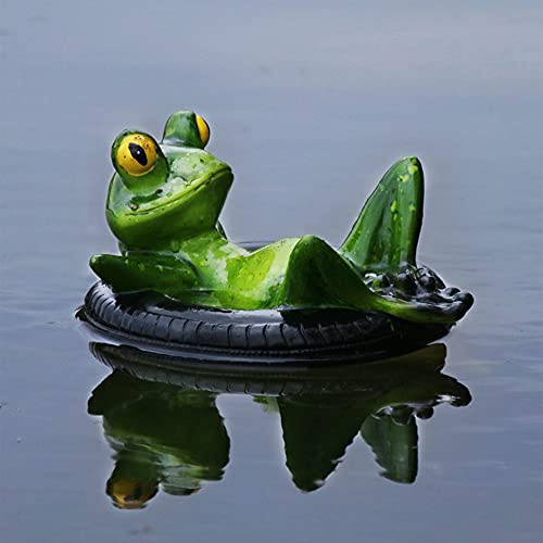 LONG-L Frosch Teichdekoration Schwimmtier, Miniteich Froschkönig Teichfigur Garten Deko,Floating Lotusblatt Aquarium Fisch Teich Seerose Pool Blatt Teichdekoration,A