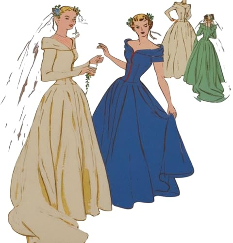 1940-tals mönster, Off Shoulder Regal brudklänning, tåg