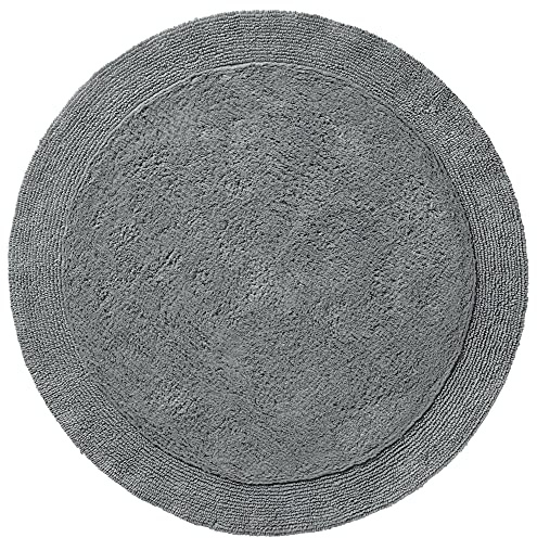Erwin Müller Badematte, Badteppich Uni Serie Stuttgart grau Größe rund: 90 cm Ø - extra dick, hohe Saugfähigkeit, 100% Baumwolle