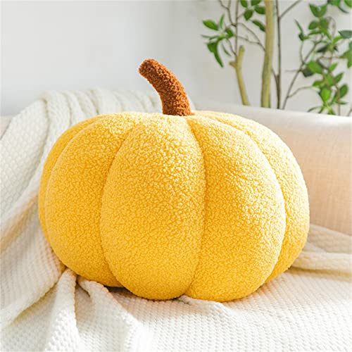 EXQUILEG 3D Plüsch Kürbis Dekokissen Kopfkissen Kissen Geburstagsgeschenke Sitzkissen Zierkissen für Kinderzimmer Sofa Dekoration (Gelb,30cm)