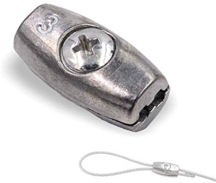 Eiform Lot de 10 serre-câbles métalliques à visser, pour câbles métalliques de 3,0 mm de diamètre, zinc moulé sous pression