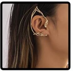 Carufin Gothic Hollow Out Katzenohr Kontur Elf Ohrclip Retro Ohrringe Cosplay Ohrwickel Ohren Clips Schmuck für Teen Frauen (Gold)