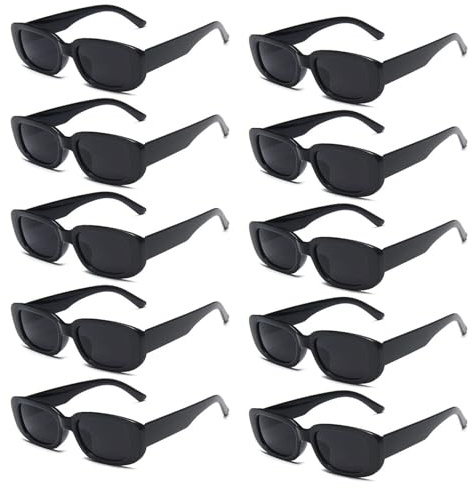 FSMILING 10er Pack Vintage sonnenbrille damen schwarz Sonnenbrillen Set Retro Rechteckige Sonnenbrille Party Brille Für Damen Herren