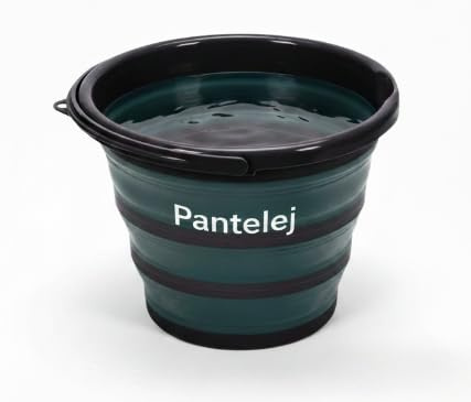 Pantelej Faltbarer Silikoneimer Eimer 10L – mit Tragegriff und Verstärkungsringen – Platzsparender Putzeimer für Haushalt, Camping und Outdoor Grün-Schwarz