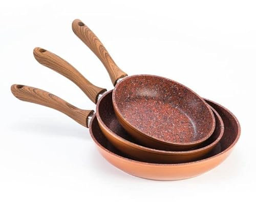 JML Copper Stone Frying Pan Set- 3 x Pans, 20, 24 and 28cm