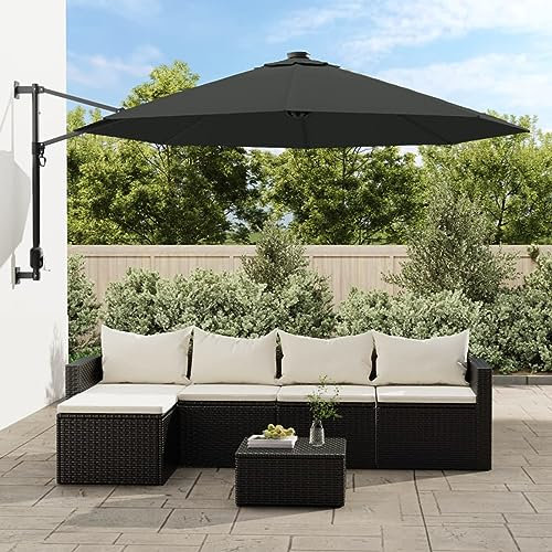 Homgoday UV-Schutz Sonnenschirm-Bezug Anthrazit 350 cm, 8 Speichen, für Ampelschirme Model313814