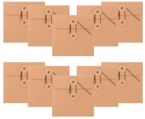 Lurrose 10pièces Lot De Pochettes De Rangement Cd Dvd Papier Kraft Résistant Enveloppes De Stockage Pratique Pour Domicile Et Bureau Protège-disques Réutilisables