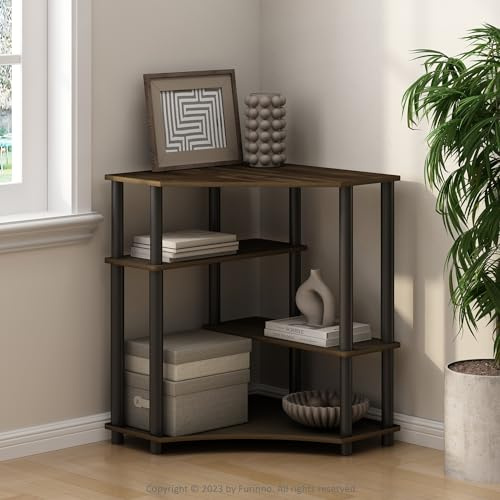 Furinno TURN-N-TUBE Scaffali contenitore, scaffale angolare a 4 ripiani, scaffale espositivo, libreria angolare, per organizzazione e stoccaggio, soggiorno, ufficio domestico, noce Columbia