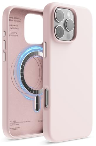 elago Cover Magnetica in Silicone per iPhone 16 Pro Max (6,9) | Compatibile con MagSafe, Magneti Integrati, Presa Morbida, Antiurto (Rosa Delicato)