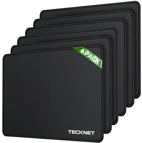TECKNET Mouse Mat 6 Pack with Stitched Edges, 270x210x3mm Mousepad Gaming Mouse Pad Mat, Waterproof Mouse Mats with Non-Slip Rubber Base, Mouse Pads for Computers, Laptop, PC