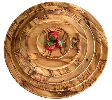 ege'deneve.com Mesa de servir hecha a mano de madera de olivo 20, 25, 30, 35 cm (35 cm)