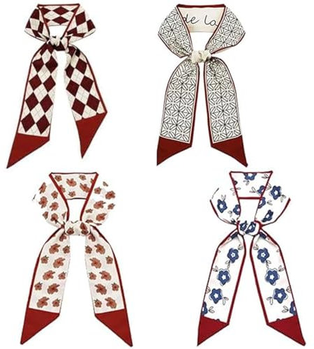 WeddHuis 4 PCS Bufanda cuadrada Sensación de seda satinada Plaza formal Bufanda de cuello Envolturas para el cabello Pañuelo para el cuello