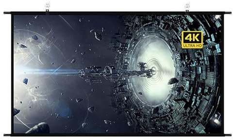 CNHRFGVD Écran de Projection Pliable et Anti-Plis, Toile de projecteur Mural, 16:9 HD 4K, écran pour vidéoprojecteur pour Le Home cinéma, intérieur et extérieur(120inch)
