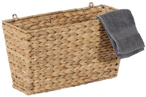 Wandkorb Aufbewahrungskorb Hängekorb Organizer Badezimmer Flur Küche geflochten aus Wasserhyazinthe Seegras Natur Boho Scandi Zella IN40