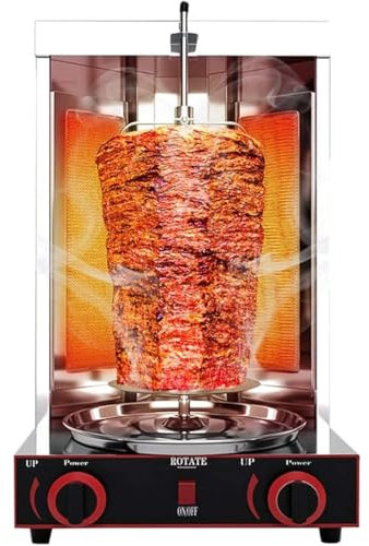 GAYAYAS Barbecue Rotatif à gaz du Moyen-Orient - Machine à Barbecue Verticale Commerciale, pour Usage Commercial, Restaurant, Maison, avec bac de récupération d'huile