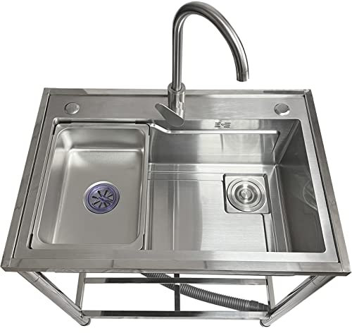 Edelstahl-Küchenspüle mit Wasserhahn, 68,1 cm L x 45 cm B, Mehrzweck-Handwaschbecken für Gastronomie und Unternehmen