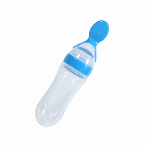 Culnflun Biberon Cuchara silicona bebe aprendizaje para leche cuchara bebe dispensadora lactancia y alimentación cucharilla pure bebe alimentador de fruta para bebé 90ml