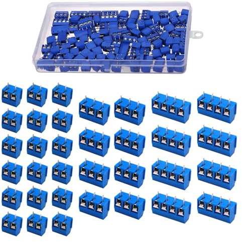 HUAZIZ 150 Stücke blau 2/3/4 Pin PCB Mount Screw, 5mm Terminal Block, Schraubklemme Steckverbinder +1 Stücke gelber Schraubendreher für Arduino