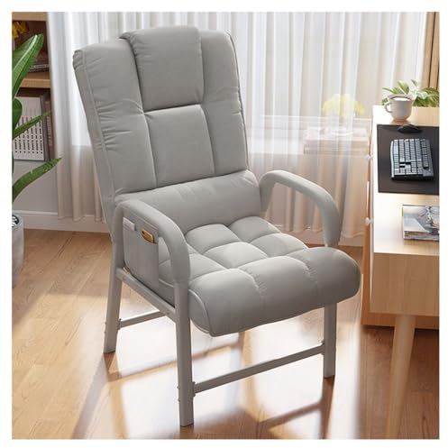 CAFIEDR Chaiselongue für den Innenbereich mit Stauraum, Stühle für Schlafzimmer, bequem, einzelner Verstellbarer gepolsterter Sofasessel mit Stahlbeinen, Taschen, bequemer Lesese(/Hellgrau)