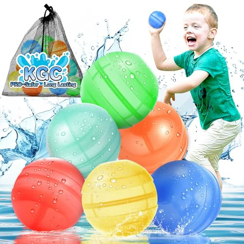 Wasserbomben Wiederverwendbar, 6 Stück Wiederverwendbare Wasserbomben, Reusable Water Balloons, Silikon Wasserballons Wiederverwendbar für Sommer, Pool, Strand, Garten, Outdoor und Party
