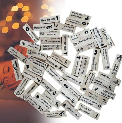 Jeu de Super Coquines Tour de Bloc Love & Naughty - Blocs en Bois Saint-Valentin pour Adultes, 48 Pièces