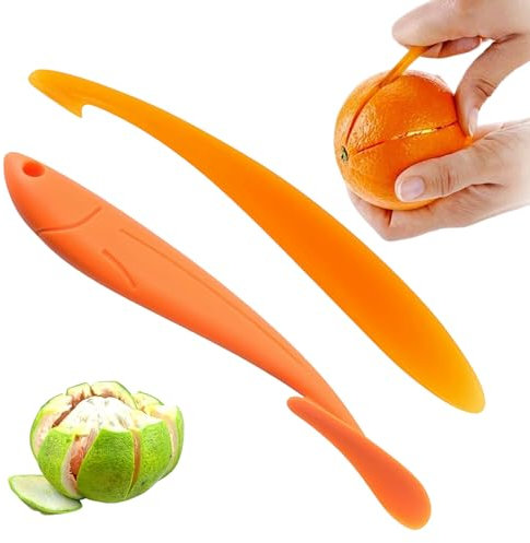 HhBdy 2 herramientas peladoras de naranja, herramienta peladora de cítricos, herramienta de mango largo, naranja, adecuada para agarrar, cómoda de usar