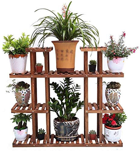 Multi-Storey Wooden Display Racks/Solid Wood Flower Pot Stands/Garden Decoration Wooden Shelving with 4 Tiers Compatible with Living Room Plant Stand Indoor and Outdoor Floor Stands 110 x 25 x