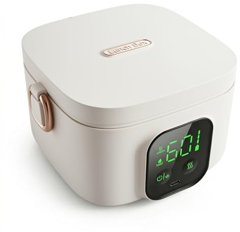 Caja de Almuerzo Eléctrico Inalámbrico para Bebé, Calentador de Alimentos Autoadeante de 8800 MAh con un Temporizador Inteligente, Calefacción Rápida de 25 W