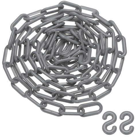PATIKIL 3 m Plastic Chain Link, Safety Barrier Chain 2.5 x 5cm Buckle Lightweight Waterproof Crowd Control Queue Line Concerts Parking DIY Craft Fence Gate, Silver Tone