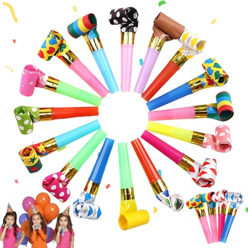 20 Stück Tröten Kindergeburtstag, Krachmacher, Partyspass Scherzartikel Party Tröte Tröten Zubehör Spaß, Farbig Gemischt, Lustige Spielzeuge Für Neujahr Geburtstag Party, Kinder Party, Weihnachten