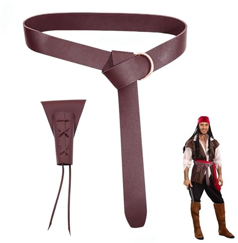 POPAPIE Spàda Cinturà Rack Spada,Custodia In Pelle Medievale Per Halloween | Spàda Medievale In Pelle,Fodero Per Spada Cintura In Pelle,Cintura Medievale Fodero Per Guerriero Pirata Costume Cosplay