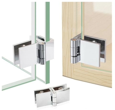FREOJGU Cerniere per Mobili 4 Pezzi 90 180 Gradi Clip bilaterale casa Facile da installare Morsetto di Vetro Zinco Pratico Durevole Cerniera della Porta dell'Armadio mobili Bagno Armadio(180 Degree)