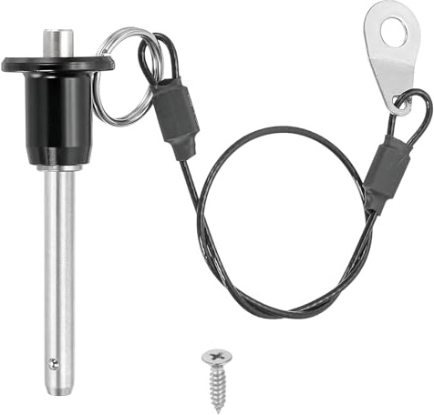 PATIKIL 3/16 (5mm) Diamètre 304 Acier Inox Goupille À Libération Rapide, Longueur Utilisable 1.2 (30mm) Par Bille Avec Bouton-Poussoir Avec Cordon De Sécurité 25cm Vis M5, Argent
