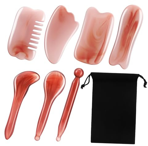 HIAKDOFT Gua Sha Massage Resin Massagewerkzeuge für Gesicht Körper Kopfhaut Muskelentspannung mit Aufbewahrungstasche Vielseitig Einsetzbar für Ganzkörpermassage