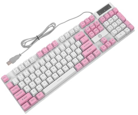 BESPORTBLE Teclado Mecánico USB Completo Rosa con Retroiluminación Teclas Suspendidas Ergonómicas y Alta Respuesta para Accesorios Gaming