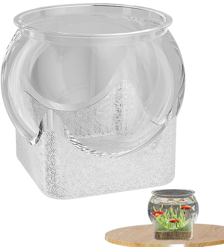 Vaso Per Pesce – Terrario Rotondo in Vetro Trasparente, Contenitore Decorativo per Fioriera Acquatica, Di Presentazione Elegante per O Piccoli Pesci, Stile Minimalista per La Casa | P