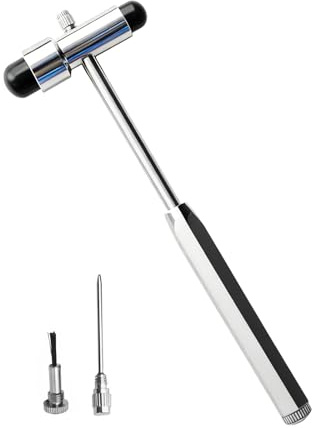 Marteau de Reflexe Neurologique avec Brosse et Aiguille, Outil Diagnostique pour Examen Neurologique et Musculaire - Conception à Double Tête, Poignée Ergonomique, Haute Qualité en Plastique ABS, Noir