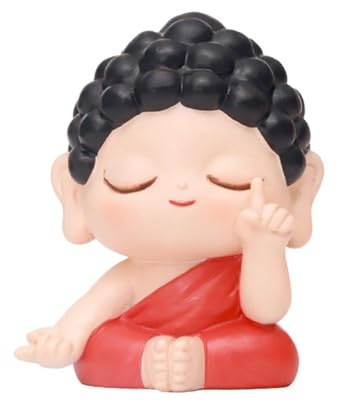 IOIUSKKU Söt Buddha-figur för trädgårdshantverk, kreativa skrivbordsdekorationer. Buddha-figuren är tillverkad av harts med utsökt hantverk för hållbarhet och livslängd.