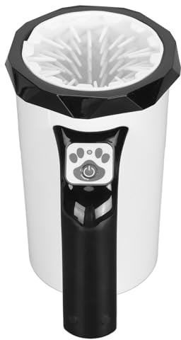 KIMISS Limpiador Automático de Patas de, Limpiador de Patas Portátil Recargable con Cerdas de Silicona Suave para Perros Grandes, Eliminación de Barro sin Esfuerzo y Fácil Limpieza (blanco negro)