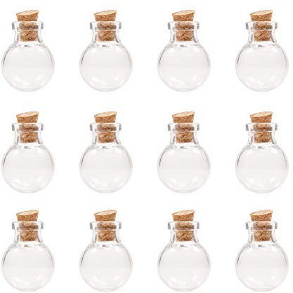 NBEADS 100 Stück Klare Runde Glasflaschen, Mini-Wunschflaschen mit Korkstopfen, Fläschchen mit Perlen Für Kunst und Handwerk, Schmuck, Stränge, Insel, Hochzeitswünsche, Party-Gastgeschenke